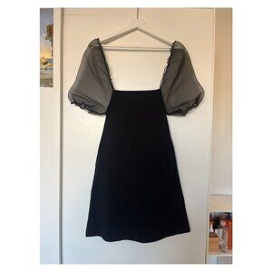 Zara Black Mini Dress with Mesh Puff Sleeves